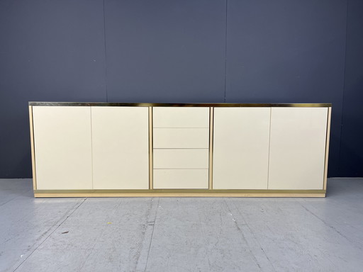 Beige Lacquered Credenza In The Manner Of Jean Claude Mahey, 1970S