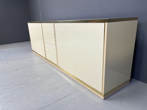 Image 1 of Beige Lacquered Credenza In The Manner Of Jean Claude Mahey, 1970S