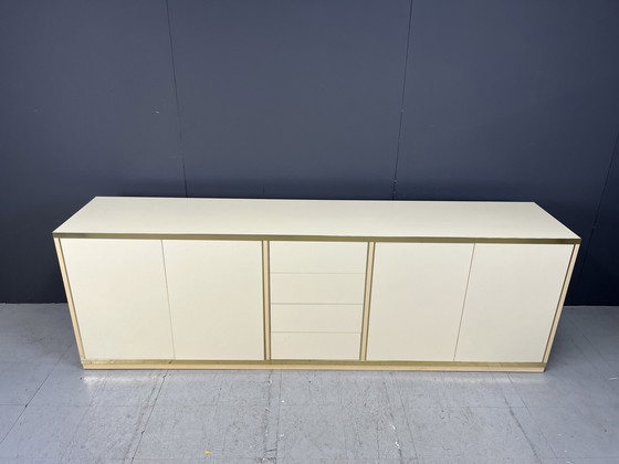 Image 1 of Beige Lacquered Credenza In The Manner Of Jean Claude Mahey, 1970S