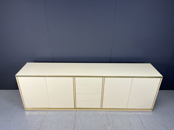 Image 1 of Beige Lacquered Credenza In The Manner Of Jean Claude Mahey, 1970S