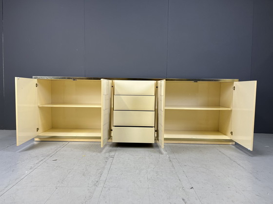 Image 1 of Beige Lacquered Credenza In The Manner Of Jean Claude Mahey, 1970S