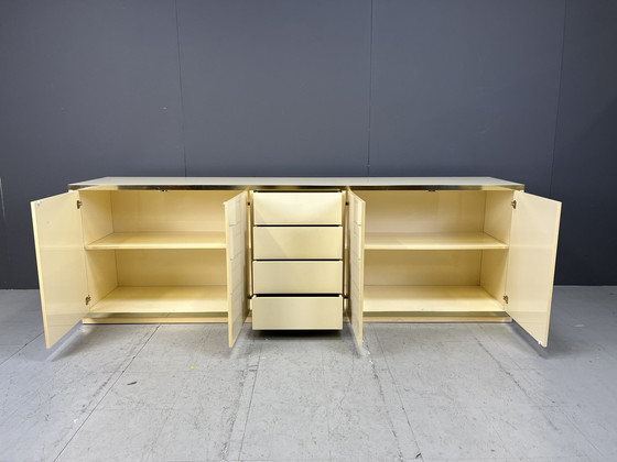 Image 1 of Beige Lacquered Credenza In The Manner Of Jean Claude Mahey, 1970S