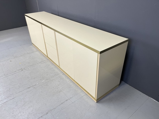 Image 1 of Beige Lacquered Credenza In The Manner Of Jean Claude Mahey, 1970S