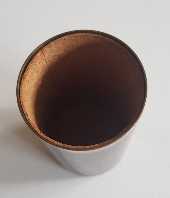 Image 1 of Scatola in ottone fatta a mano con coperchio smaltato, anni '60