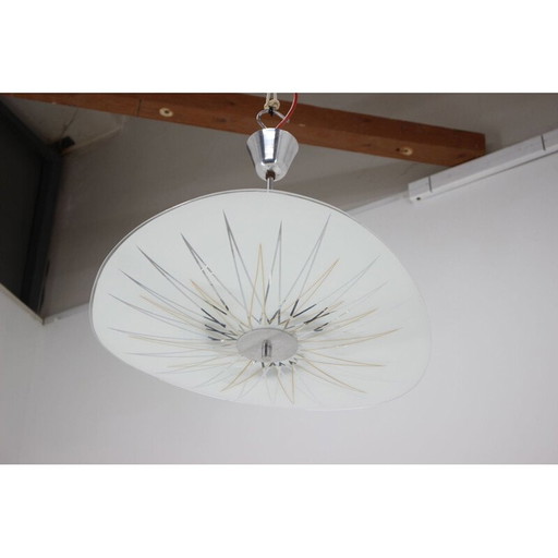 Vintage aluminum glass pendant Inva Litomerice, Czechoslovakia 1970