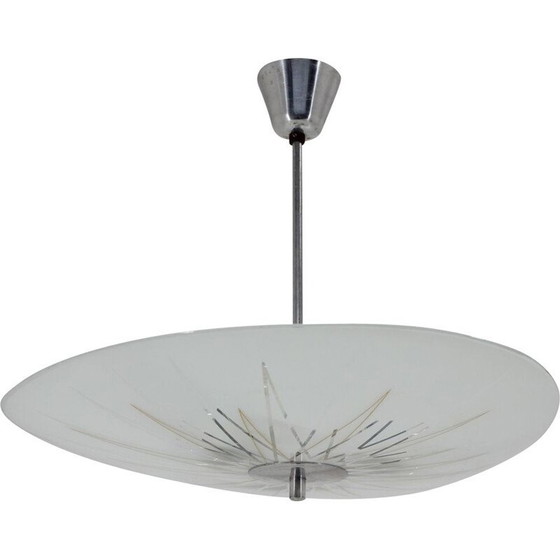 Image 1 of Vintage aluminum glass pendant Inva Litomerice, Czechoslovakia 1970