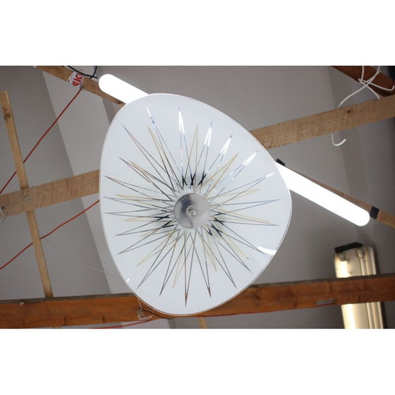 Image 1 of Vintage aluminum glass pendant Inva Litomerice, Czechoslovakia 1970