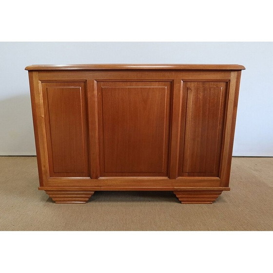 Image 1 of Vintage art deco desk in solid mahogany and leather, 1940