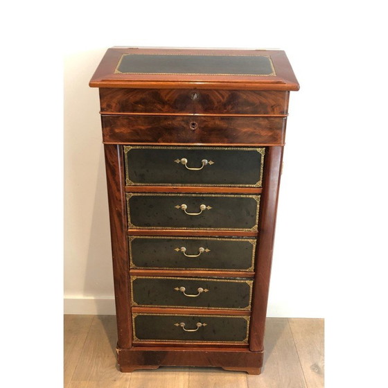 Image 1 of Mahogany and leather Notary furniture. French work. Louis-Philippe Period. Circa 1950