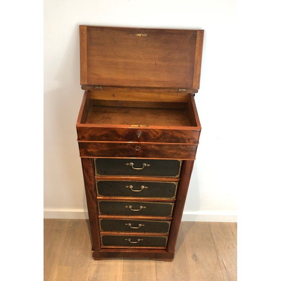 Image 1 of Mahogany and leather Notary furniture. French work. Louis-Philippe Period. Circa 1950