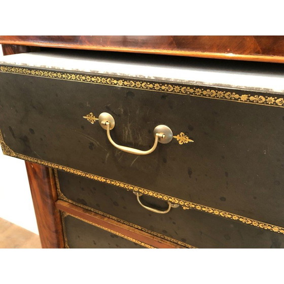 Image 1 of Mahogany and leather Notary furniture. French work. Louis-Philippe Period. Circa 1950