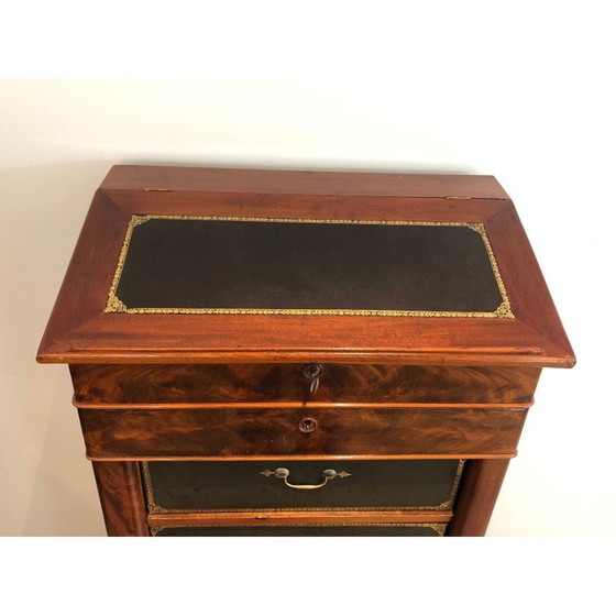 Image 1 of Mahogany and leather Notary furniture. French work. Louis-Philippe Period. Circa 1950