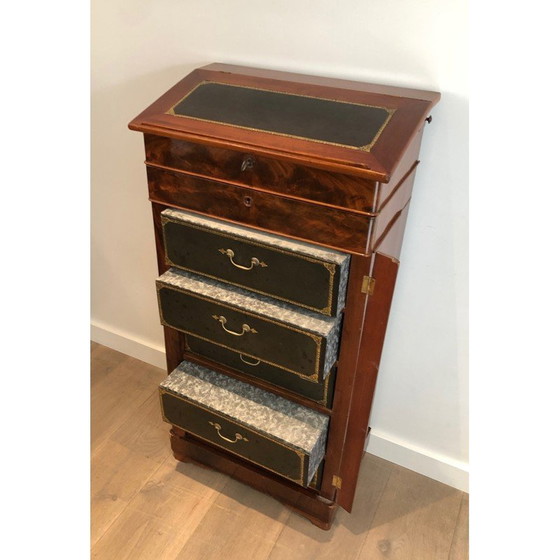 Image 1 of Mahogany and leather Notary furniture. French work. Louis-Philippe Period. Circa 1950