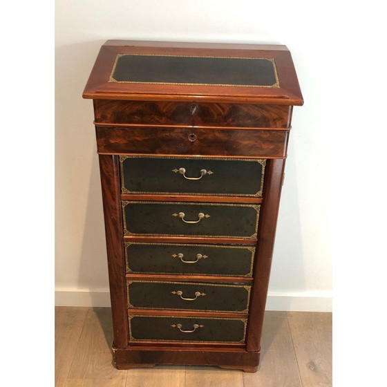 Image 1 of Mahogany and leather Notary furniture. French work. Louis-Philippe Period. Circa 1950