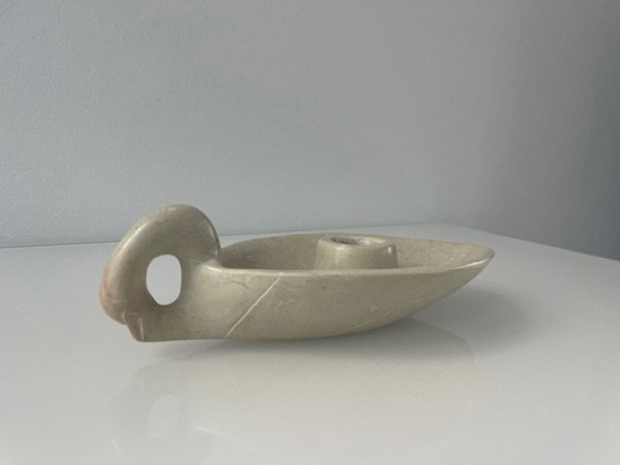 Image 1 of Candlestick Stylized Swan Soapstone