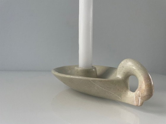 Image 1 of Candlestick Stylized Swan Soapstone