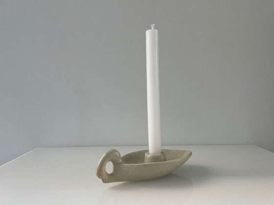 Image 1 of Candlestick Stylized Swan Soapstone