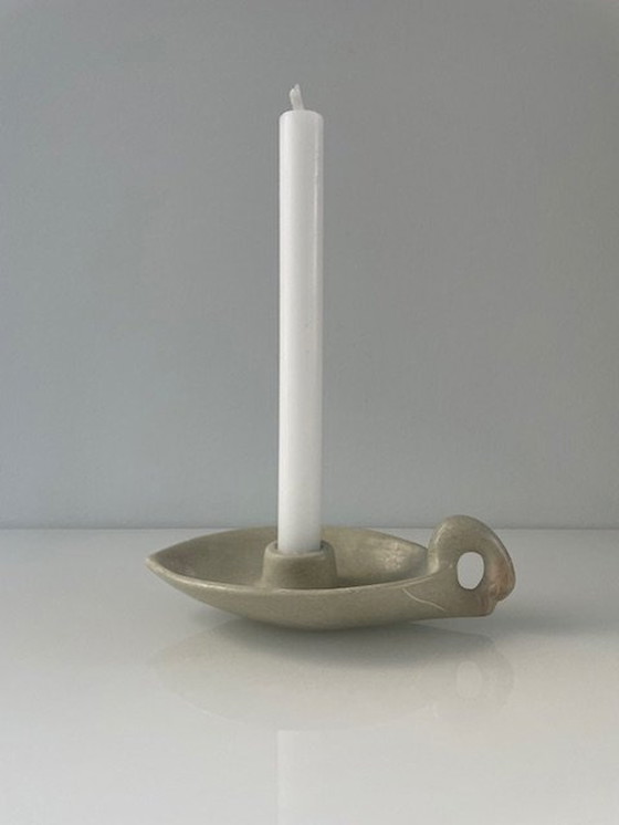 Image 1 of Candlestick Stylized Swan Soapstone