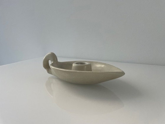 Image 1 of Candlestick Stylized Swan Soapstone