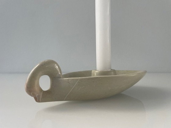 Image 1 of Candlestick Stylized Swan Soapstone