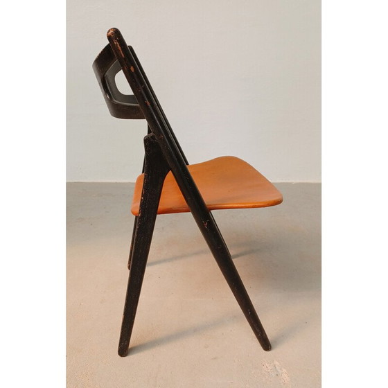 Image 1 of Sedia vintage in pelle Sawbuck di Hans Wegner per Carl Hansen et Fils, 1950