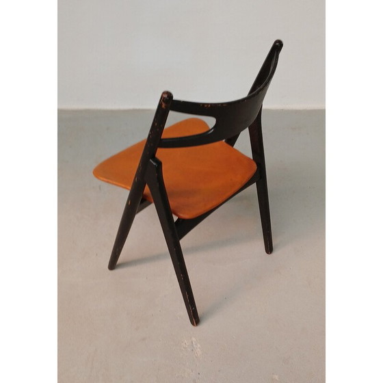 Image 1 of Sedia vintage in pelle Sawbuck di Hans Wegner per Carl Hansen et Fils, 1950