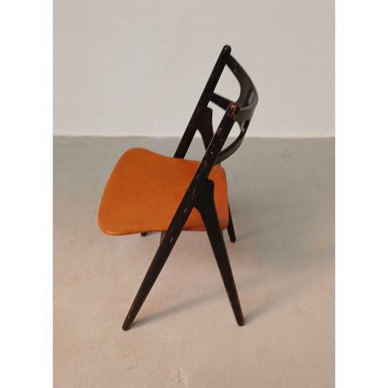 Image 1 of Sedia vintage in pelle Sawbuck di Hans Wegner per Carl Hansen et Fils, 1950