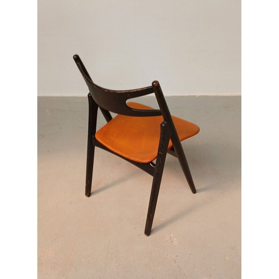 Image 1 of Sedia vintage in pelle Sawbuck di Hans Wegner per Carl Hansen et Fils, 1950