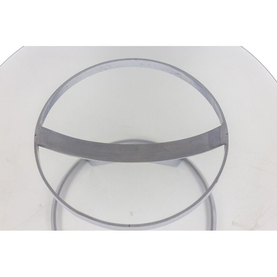 Image 1 of Vintage round metal and glass table, 1970s