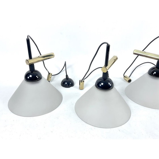 Image 1 of Set di 4 lampade da parete vintage in ottone e vetro di Murano di Quattrifolio, Italia 1970