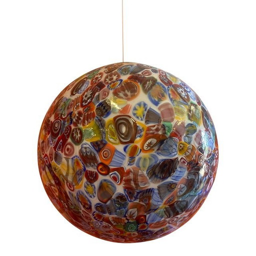 Contemporary Murrine Multicolors Sphere In Murano Style Glass With Multicolored Murrine