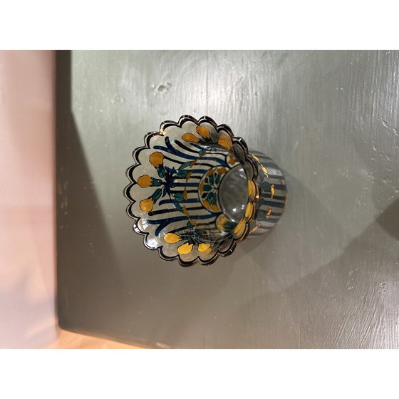 Image 1 of Vintage Art Deco vase with blue and yellow flowers