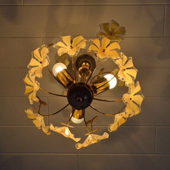 Image 1 of Lampadario vintage in ottone decorato, 1960