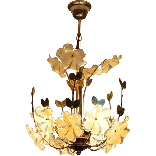 Vintage ornate brass chandelier, 1960