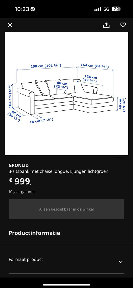 Image 1 of Sofa Ikea Grönlid