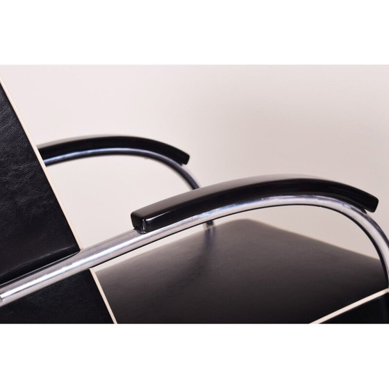 Image 1 of Vintage black leather armchair by Mucke Melder, 1930s