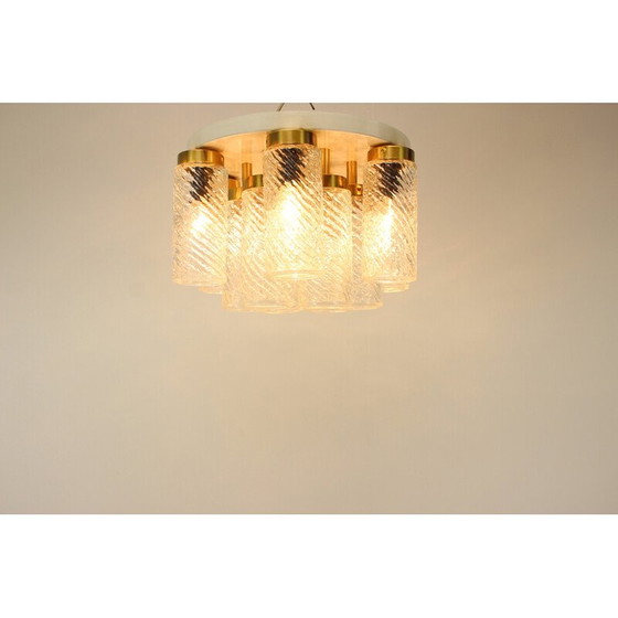 Image 1 of Lampada da soffitto vintage in vetro e metallo di Napako, Cecoslovacchia, anni '70