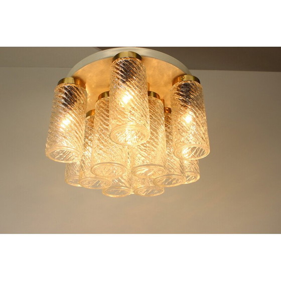 Image 1 of Lampada da soffitto vintage in vetro e metallo di Napako, Cecoslovacchia, anni '70