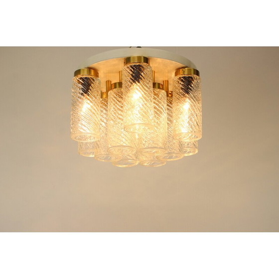 Image 1 of Lampada da soffitto vintage in vetro e metallo di Napako, Cecoslovacchia, anni '70