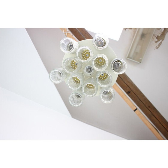 Image 1 of Lampada da soffitto vintage in vetro e metallo di Napako, Cecoslovacchia, anni '70