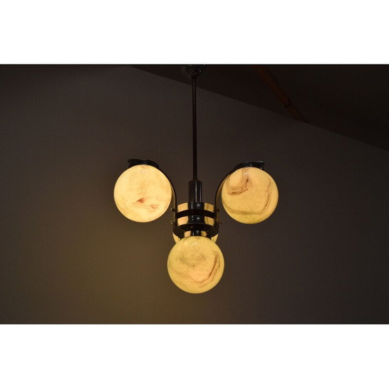 Image 1 of Vintage art deco chandelier in chrome and metal, Czechoslovakia 1930