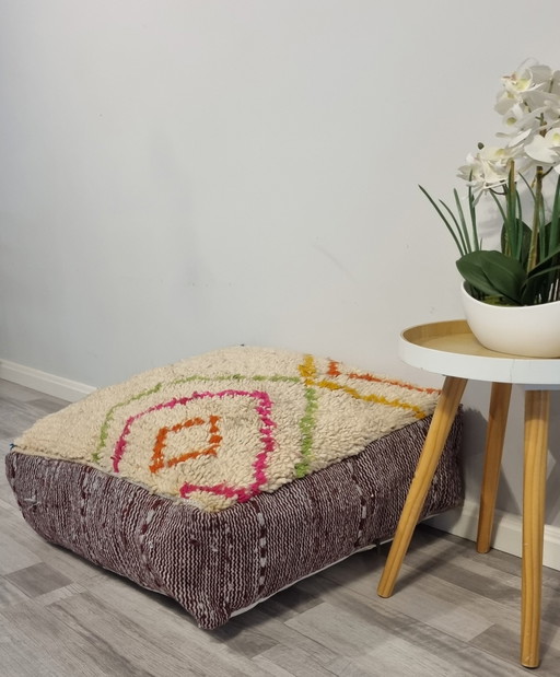 Beautiful Moroccan Pouf, Berber Seat Cushion