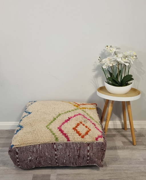 Beautiful Moroccan Pouf, Berber Seat Cushion