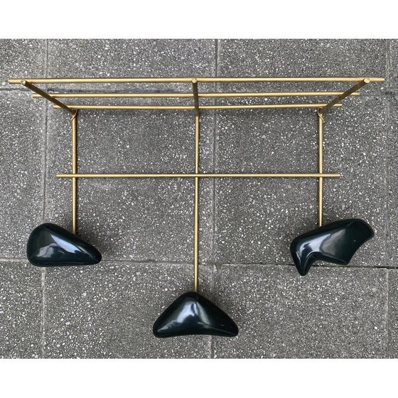 Image 1 of Vintage wall coat rack with three pegs by Georges Jouve for Marcel Asselbur