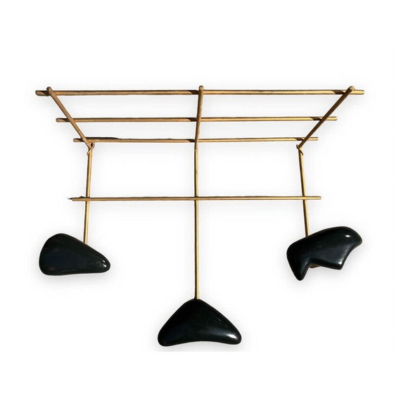 Image 1 of Vintage wall coat rack with three pegs by Georges Jouve for Marcel Asselbur