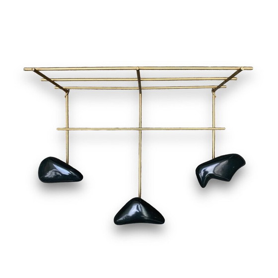 Image 1 of Vintage wall coat rack with three pegs by Georges Jouve for Marcel Asselbur