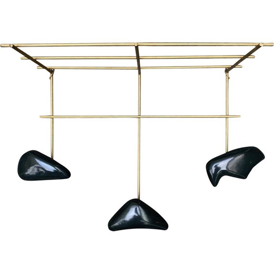 Image 1 of Vintage wall coat rack with three pegs by Georges Jouve for Marcel Asselbur