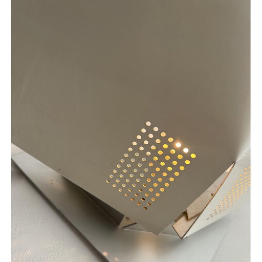 Vintage wall lamp in white lacquered metal and aluminium, France 1970