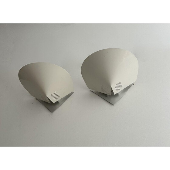 Image 1 of Vintage wall lamp in white lacquered metal and aluminium, France 1970
