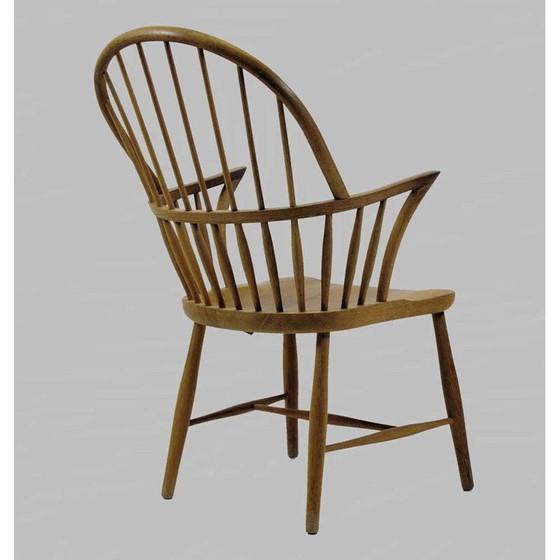 Image 1 of Sedia vintage CH 18A con schienale alto in rovere Frits Henningsen di Carl Hansen and Son, Danimarca, anni '60 